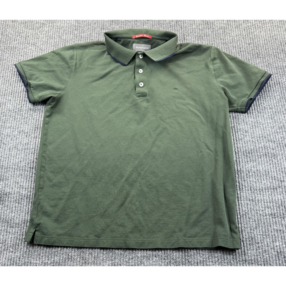 Ricardo Ricco Polo Shirt Mens Medium‎ Green Slim Fit Cotton Short Sleeve Casual